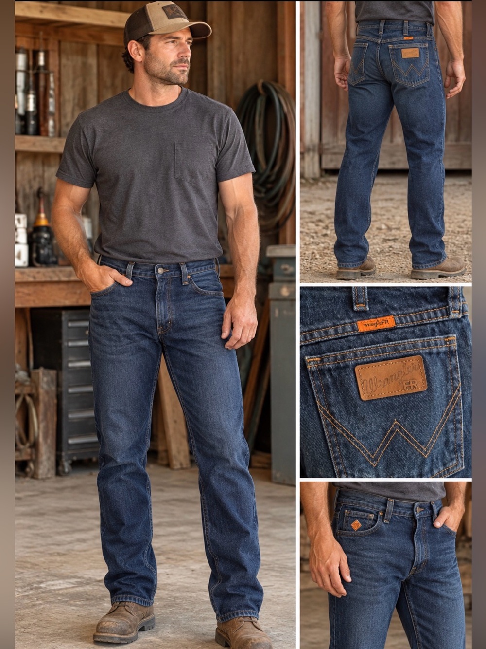 Wrangler Men's Relaxed Fit Dark Blue Jeans